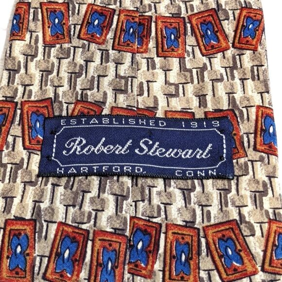 Men's Vintage 100% Silk Abstract Motif Tie by Robert Stewart - Picture 5 of 9